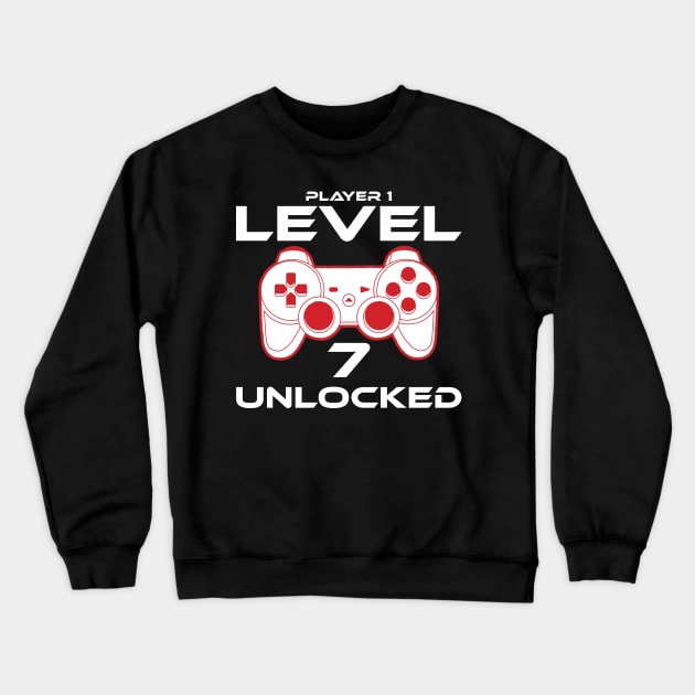 Level 7 Unlocked 7th Birthday Gamer Gift Crewneck Sweatshirt by StoreDay